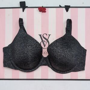 Victoria's Secret Black Heather Molded T-Shirt Bra Uplift Semi Demi Size36C